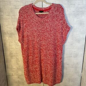J Jill women’s sweater cap sleeve loose knit coastal grandma feminine red white